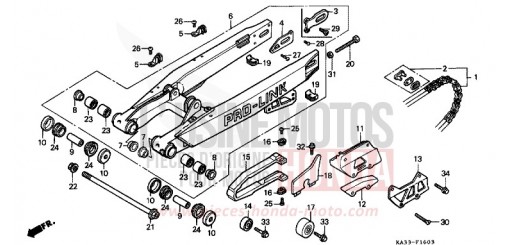 REAR FORK/DRIVE CHAIN (4) CR125RJ de 1988